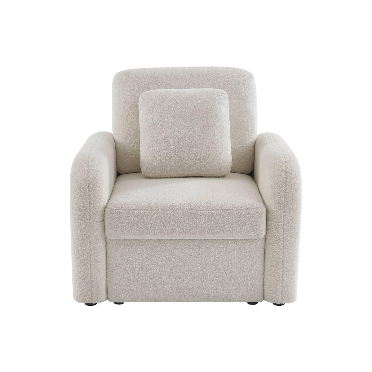 SWEEEK Fauteuil tissu bouclette blanche. lignes arrondies. Milano. L 90 x P 85 x H 85cm