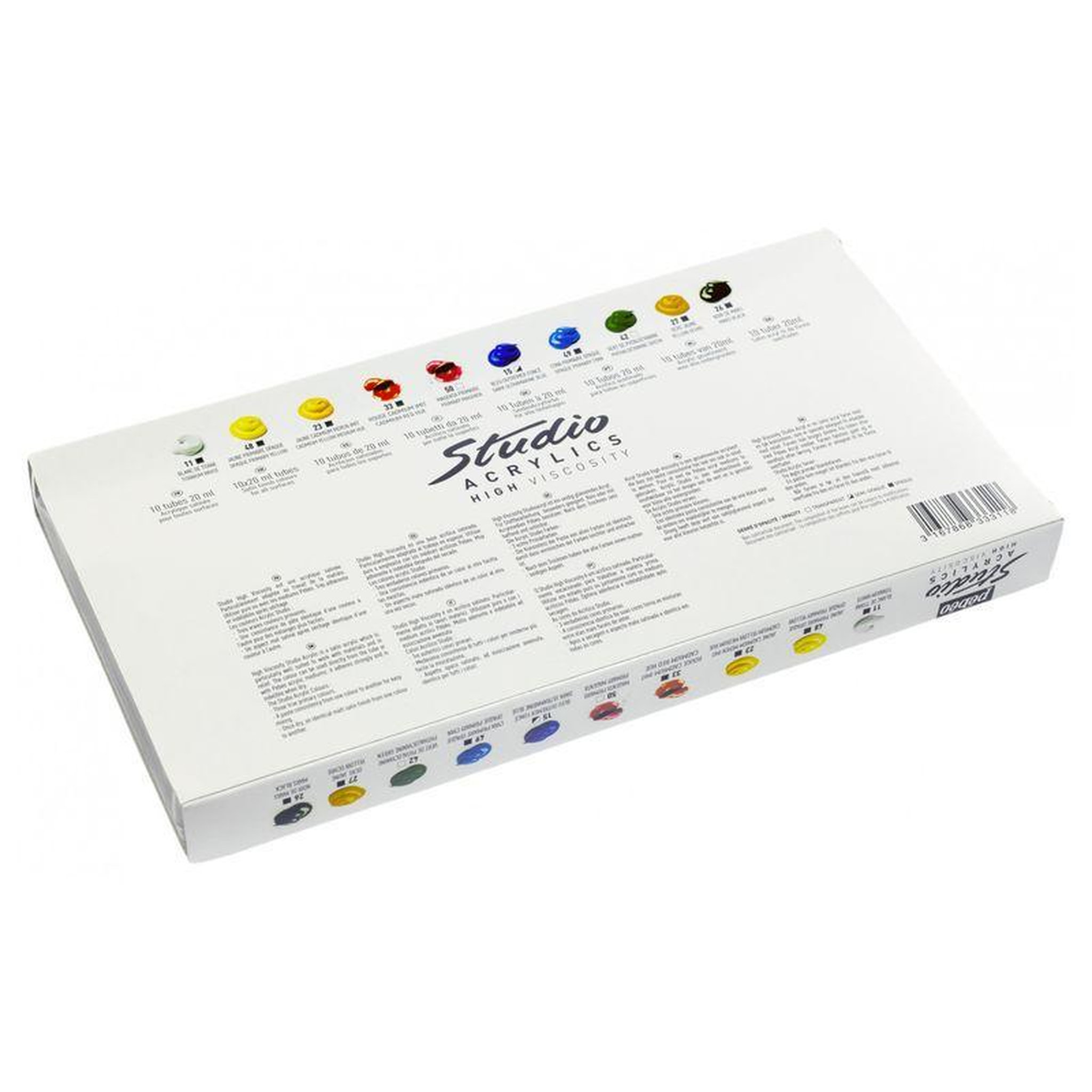 Voir la diapositive 2 : Pebeo Set de 10 peintures acrylique + pinceau brosse - 10 x 20 ml
