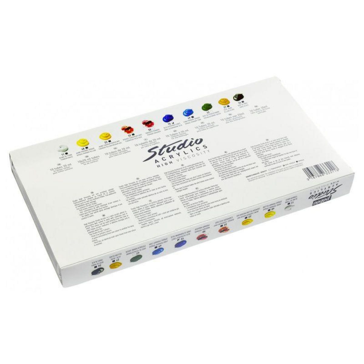 Pebeo Set de 10 peintures acrylique + pinceau brosse - 10 x 20 ml