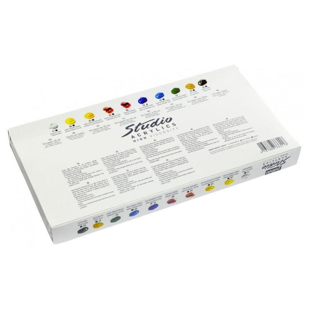 Pebeo Set de 10 peintures acrylique + pinceau brosse - 10 x 20 ml