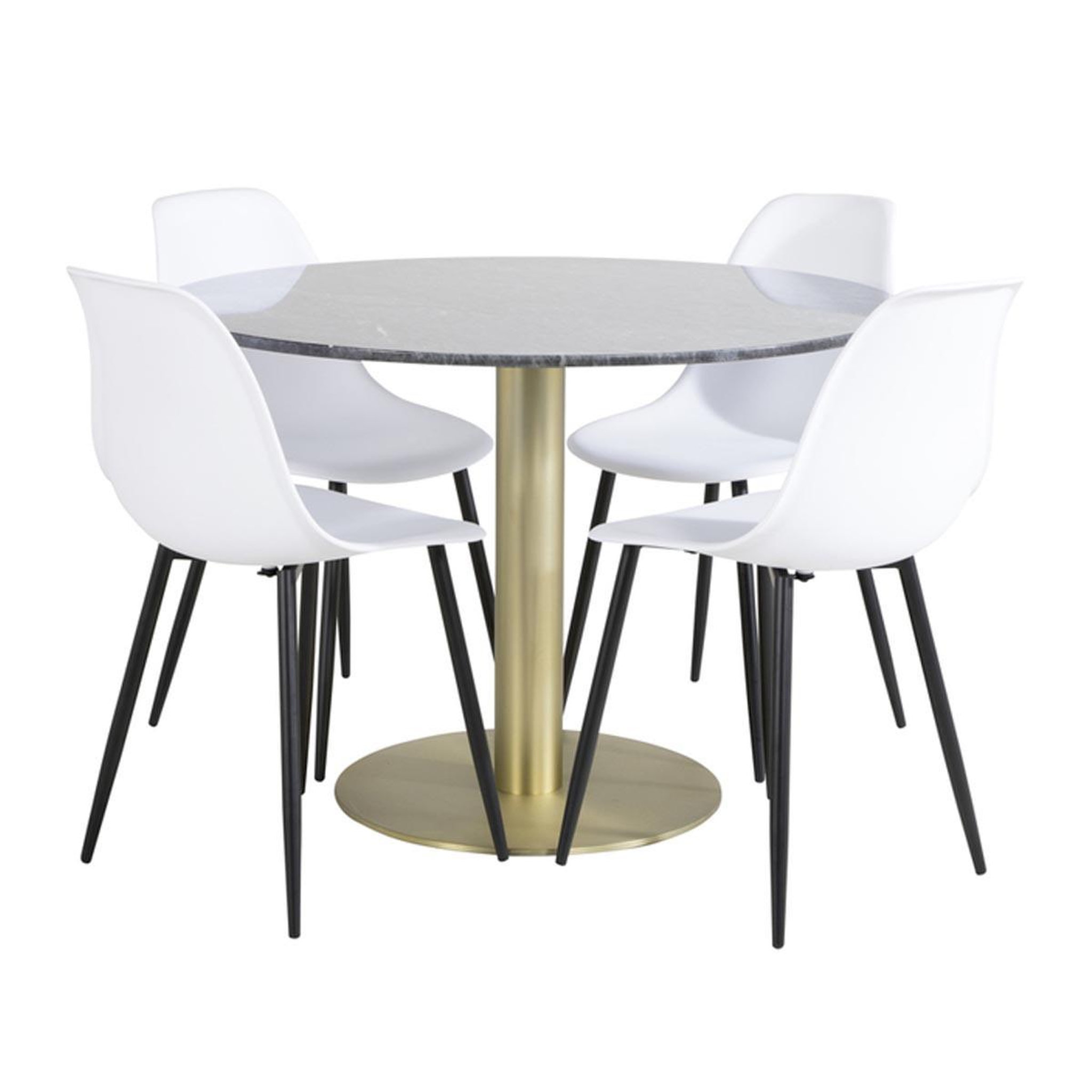 Paris Prix Ensemble table à manger & 4 chaises  estelle & polar  106cm gris foncé & blanc