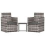 Voir la diapositive 2 : VIDAXL Mobilier d'exterieur 3 pcs avec coussins Resine tressee Gris
