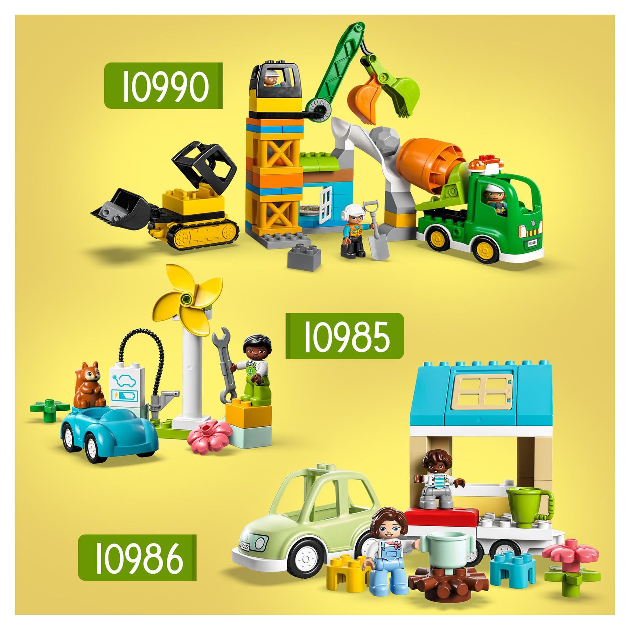 Voir la diapositive 7 : LEGO Duplo 10985 L'éolienne et la voiture électrique, Jouet Voiture pour Enfants Dès 2 Ans, Garçons et Filles, Jouets Éducatifs avec Figurines