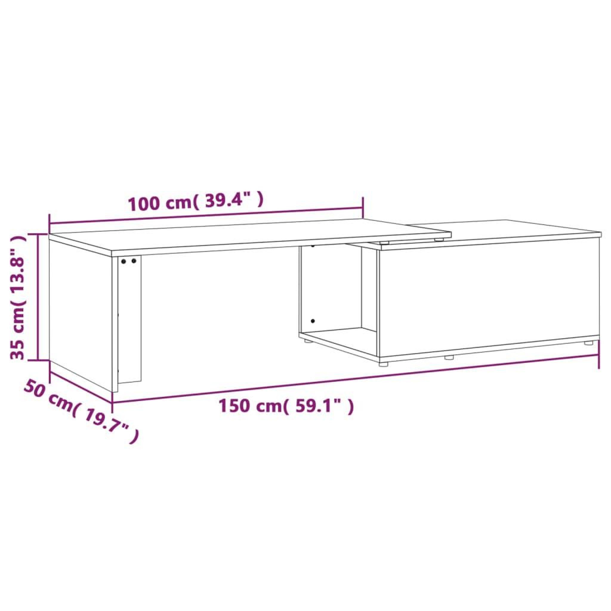 Voir la diapositive 6 : VIDAXL Table basse Chene marron 150x50x35 cm Bois d'ingenierie