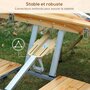 OUTSUNNY Table de camping jardin pique-nique pliante en bois avec 4 sieges