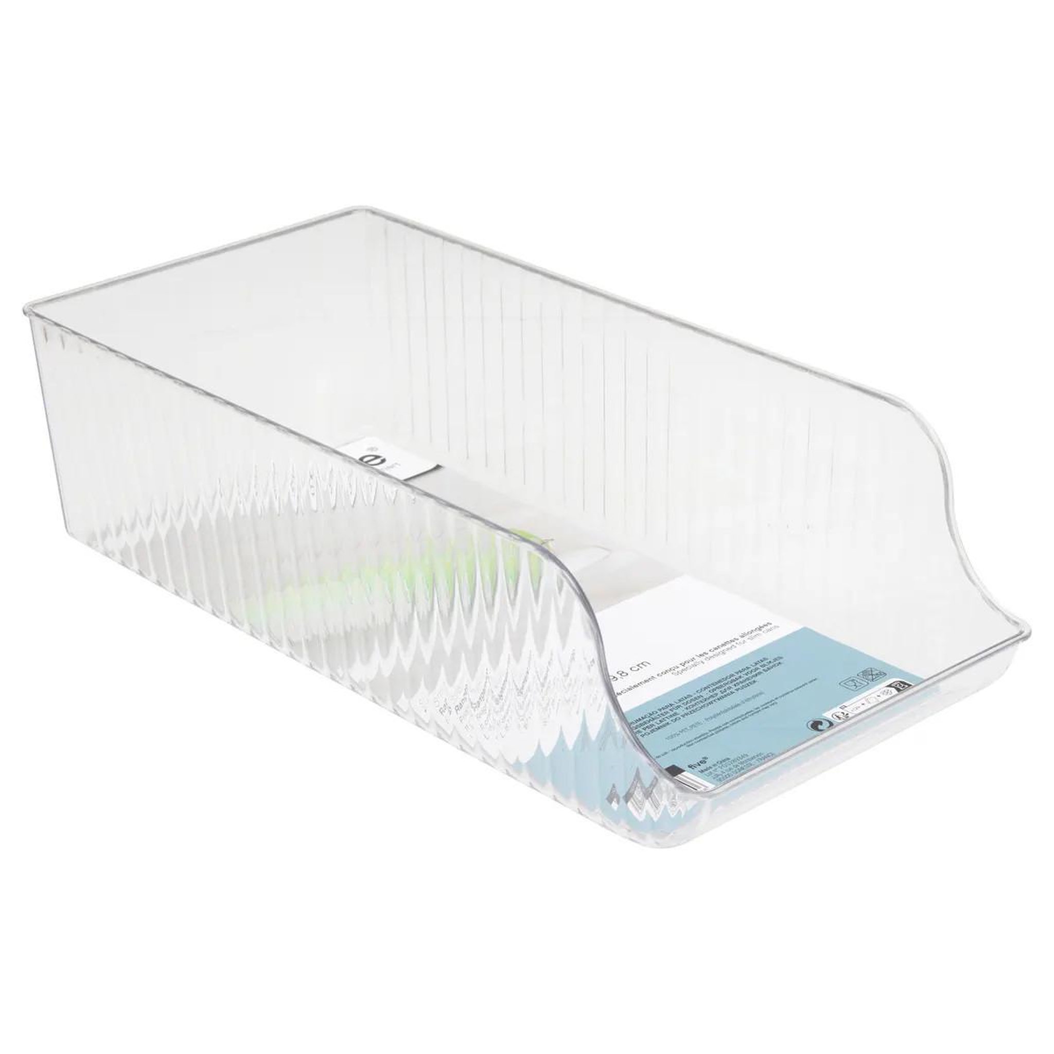 FIVE Bac de rangement cannettes frigo  streaks  35cm transparent
