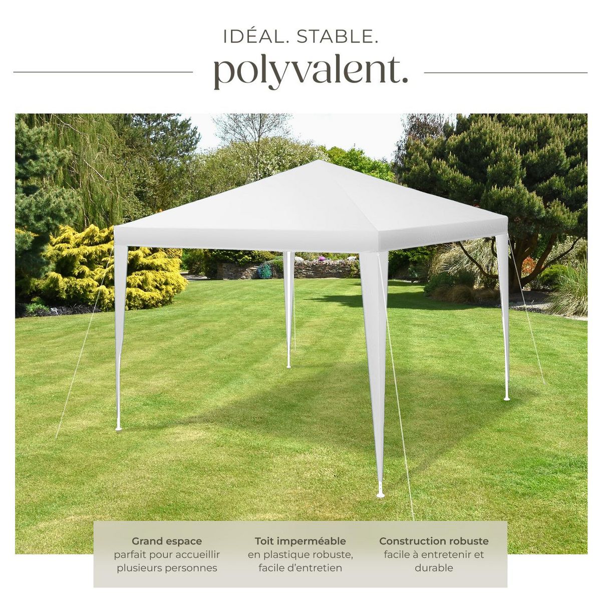 tectake Pavillon 3 x 3 m blanc