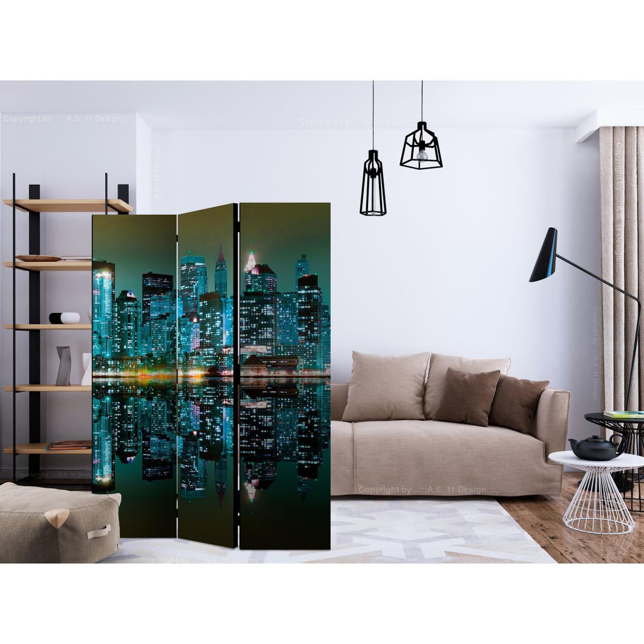 Voir la diapositive 2 : Paris Prix Paravent 3 volets  gold reflections nyc  135x172cm