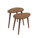 TOILINUX Lot de 2 Tables d'appoint Théodore en bois massif. Coloris disponibles : Marron, Gris