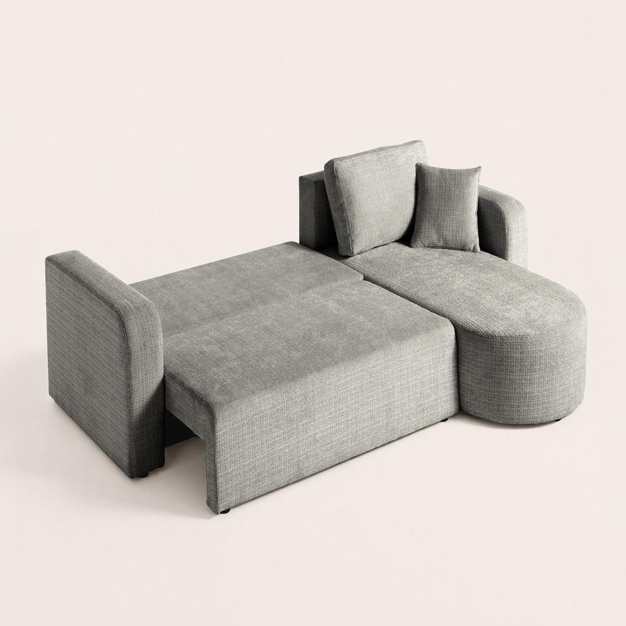Voir la diapositive 6 : BEST MOBILIER Miro - canapé d'angle réversible - 4 places - convertible avec coffre - en velours texturé