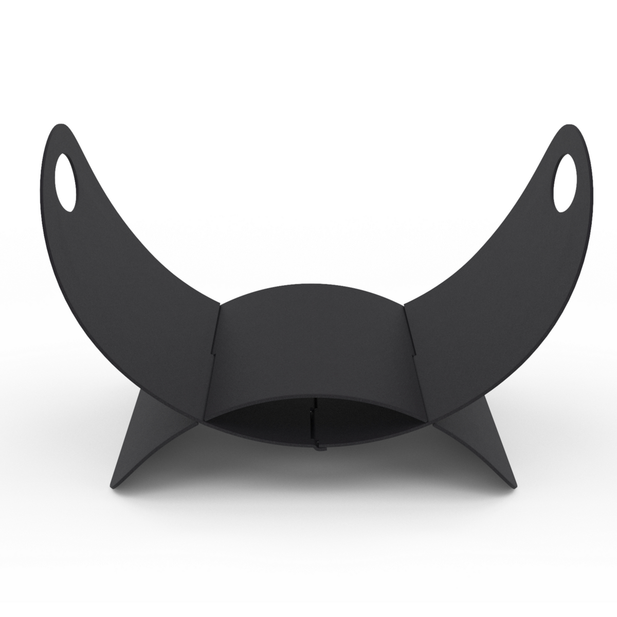 ID MARKET Panier range bûches demi lune 40 x 30 x 25 cm en acier noir