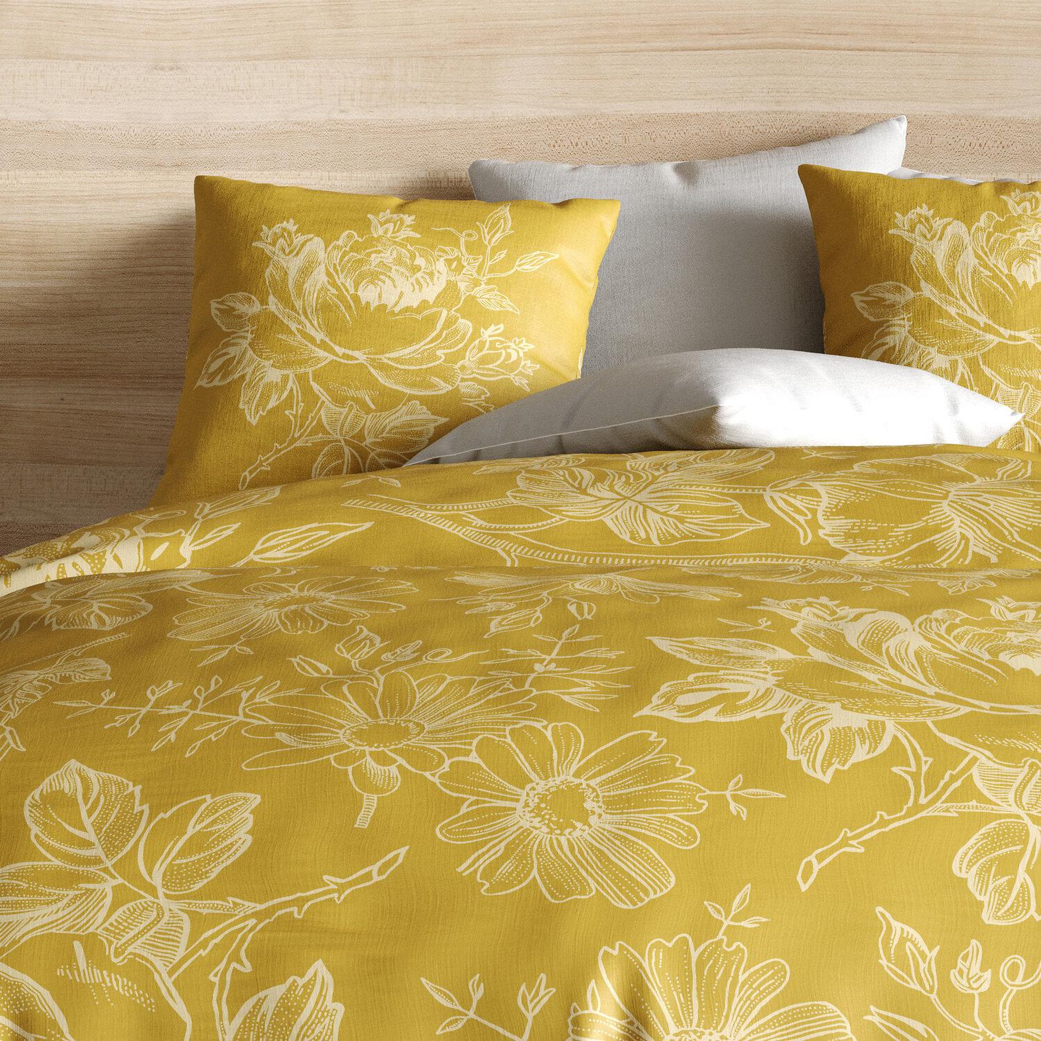 Voir la diapositive 2 : Les Ateliers du Linge Parure housse de couette 100% coton 57fils-victoria ocre
