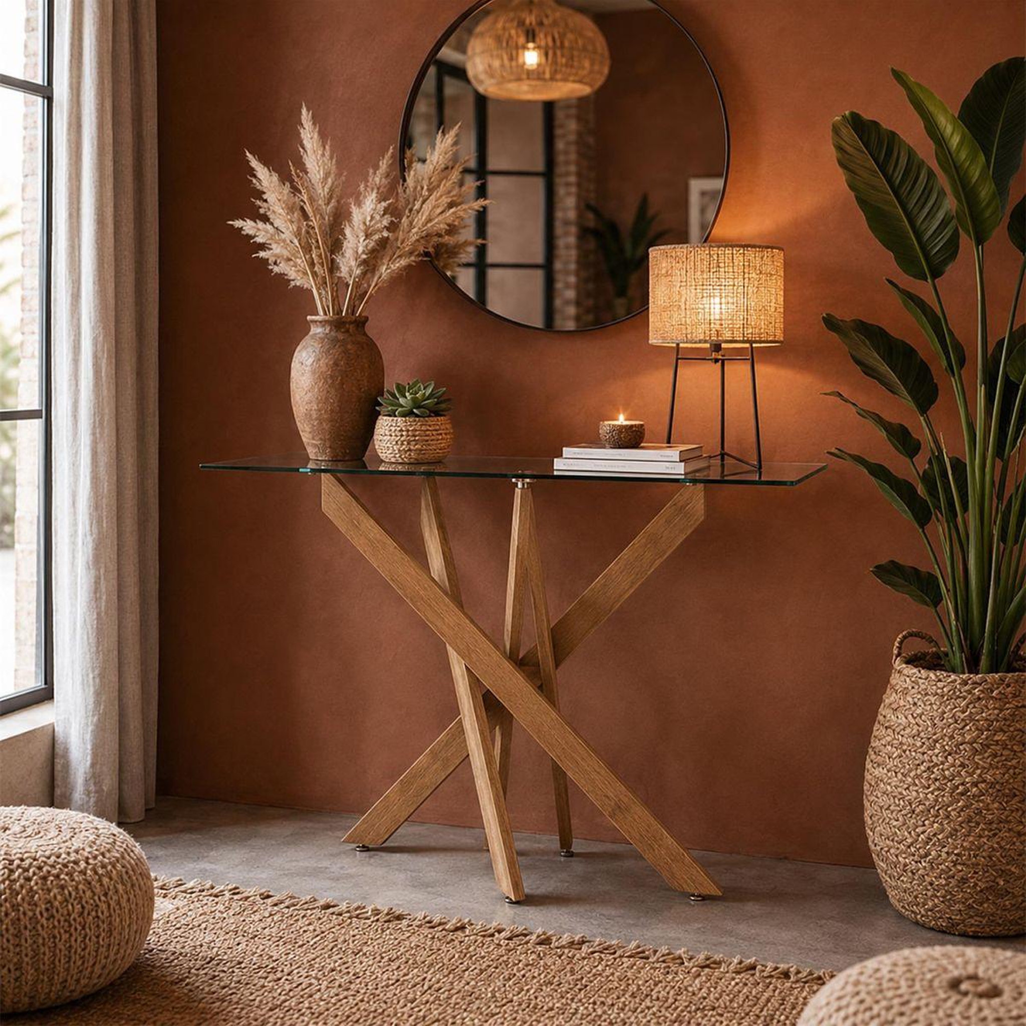 Voir la diapositive 4 : The Home Deco Factory Console en Verre  Heritage  100cm Transparent