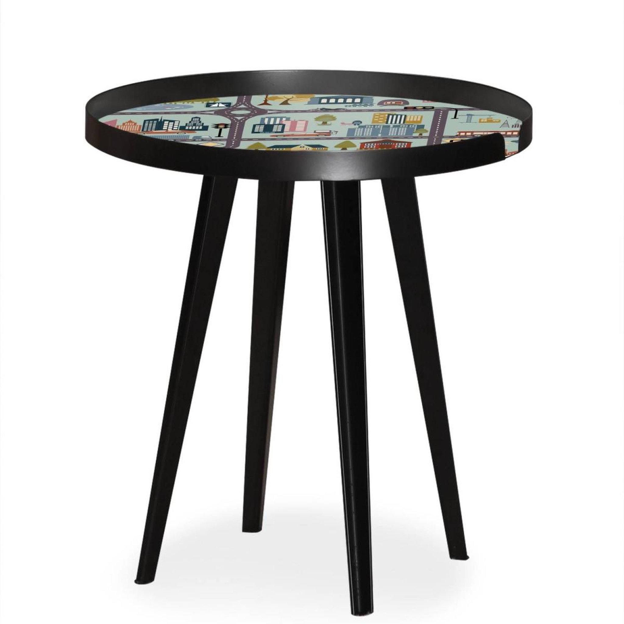 Voir la diapositive 2 : Paris Prix Table d'Appoint à Rebord 3 Covers  Kid  45cm Noir