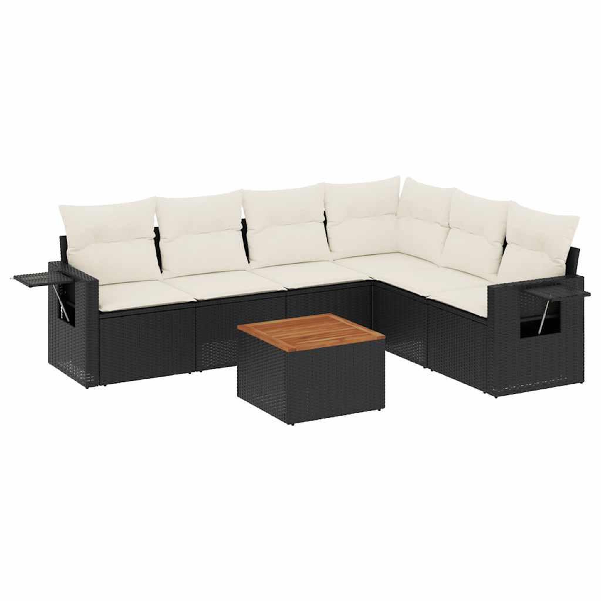 Voir la diapositive 2 : VIDAXL Salon de jardin 7 pcs avec coussins noir resine tressee