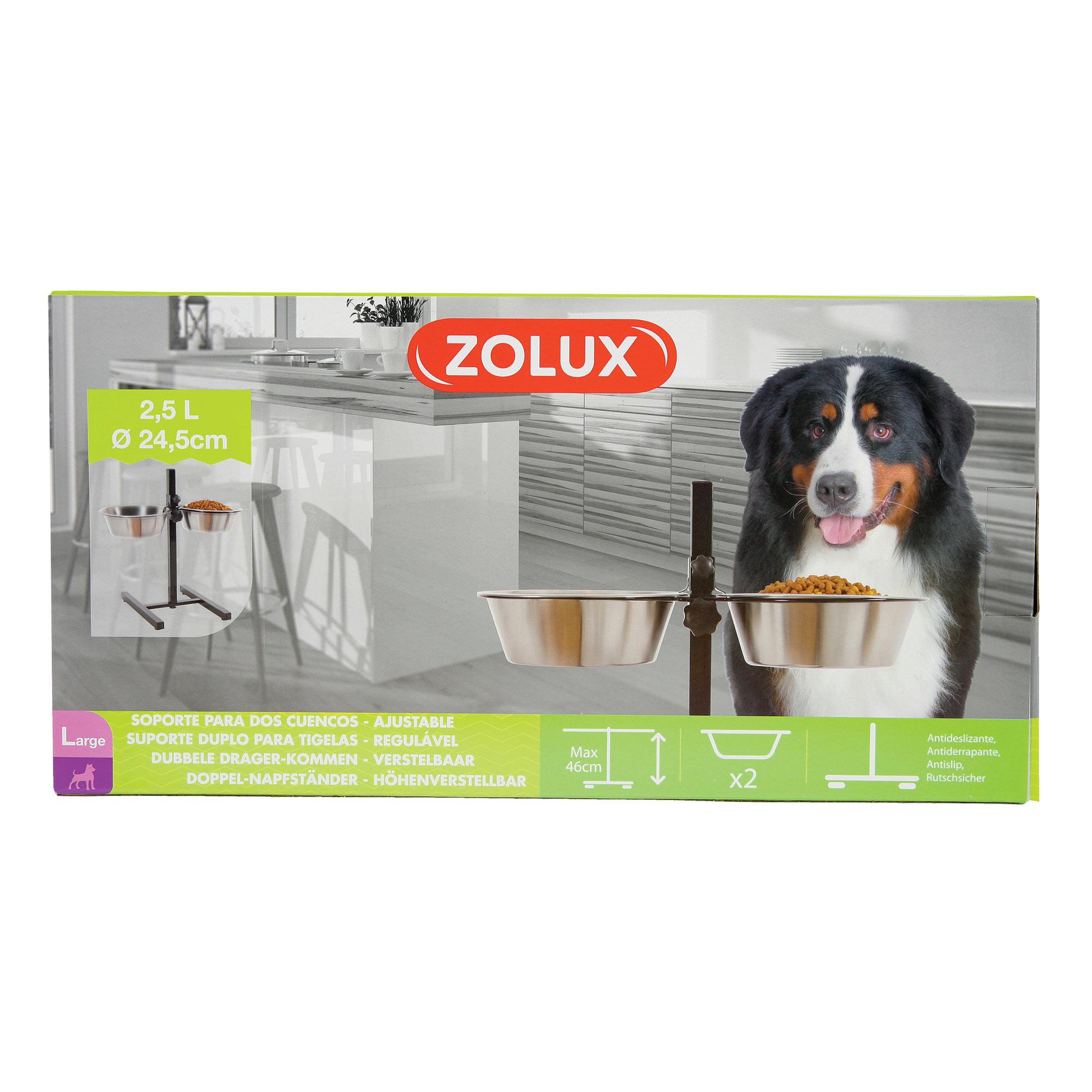 Zolux Support réglable avec 2 bols inox 2,5l ø24,5cm – zolux