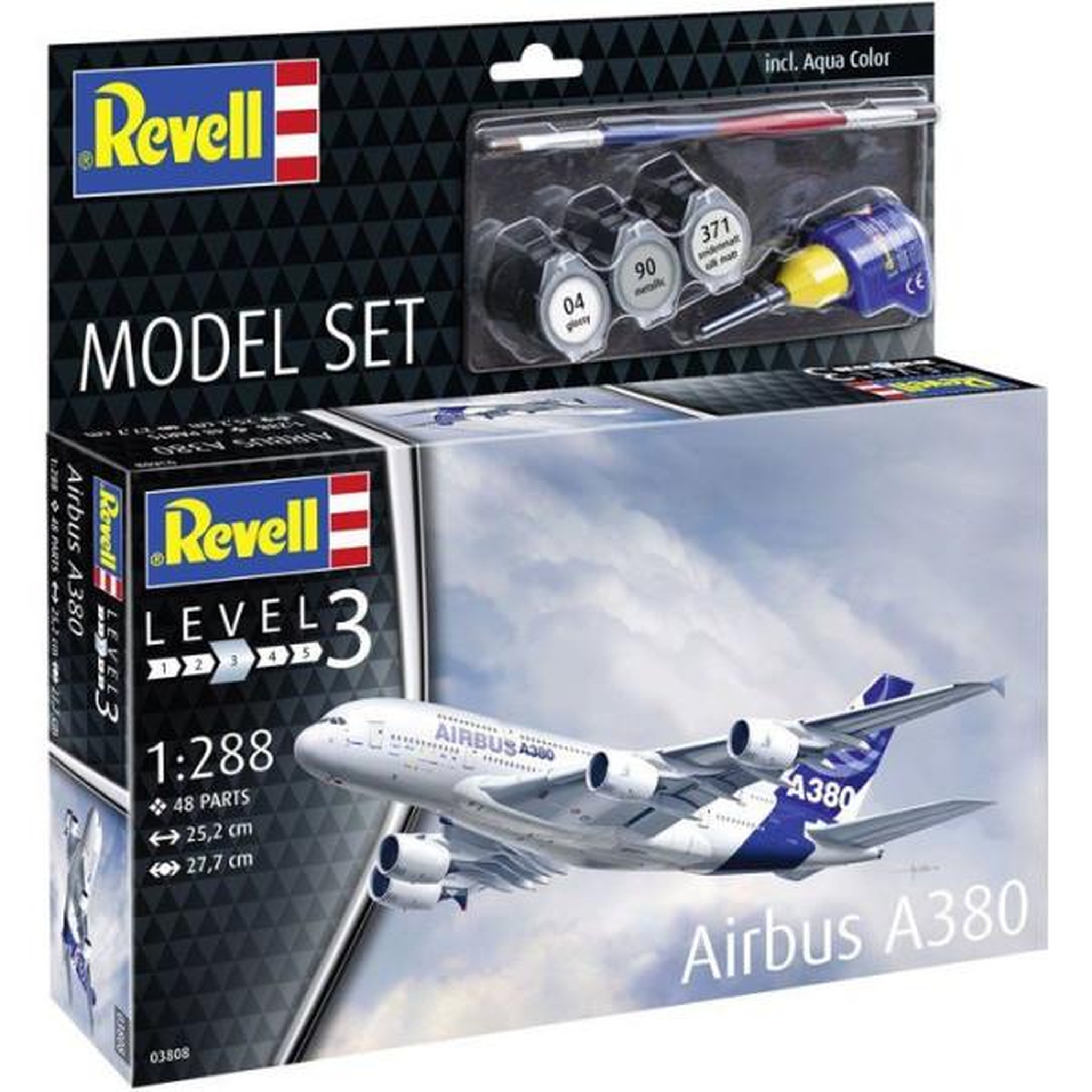 Voir la diapositive 2 : Revell Maquette d'avion - REVELL - Model Set - Airbus A380 - Avec colle, peintures et accessoires
