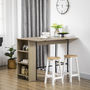 Voir la diapositive 5 : HOMCOM Table de bar extensible design industriel - 3 étagères intégrées - châssis métal noir panneaux particules aspect bois gris