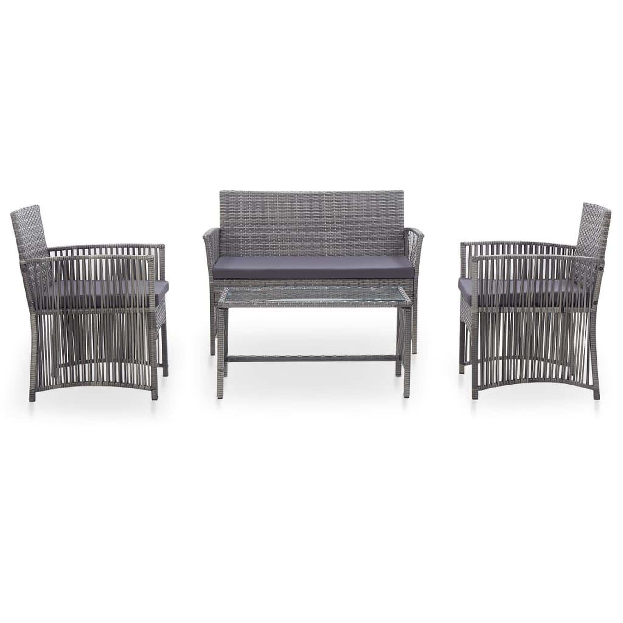 Voir la diapositive 2 : VIDAXL Salon de jardin 4 pcs avec coussin Resine tressee Anthracite