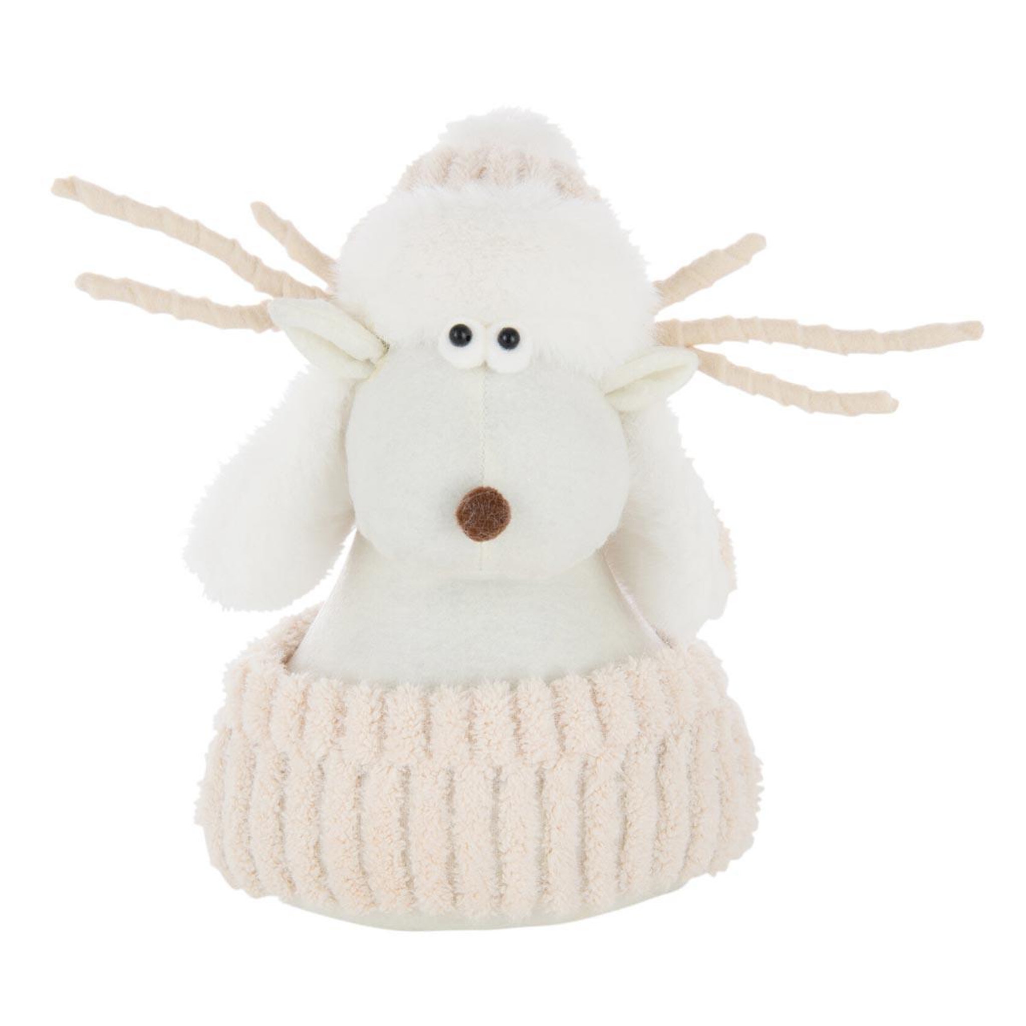 J-LINE Renne déco en tissu  cosy  28cm blanc