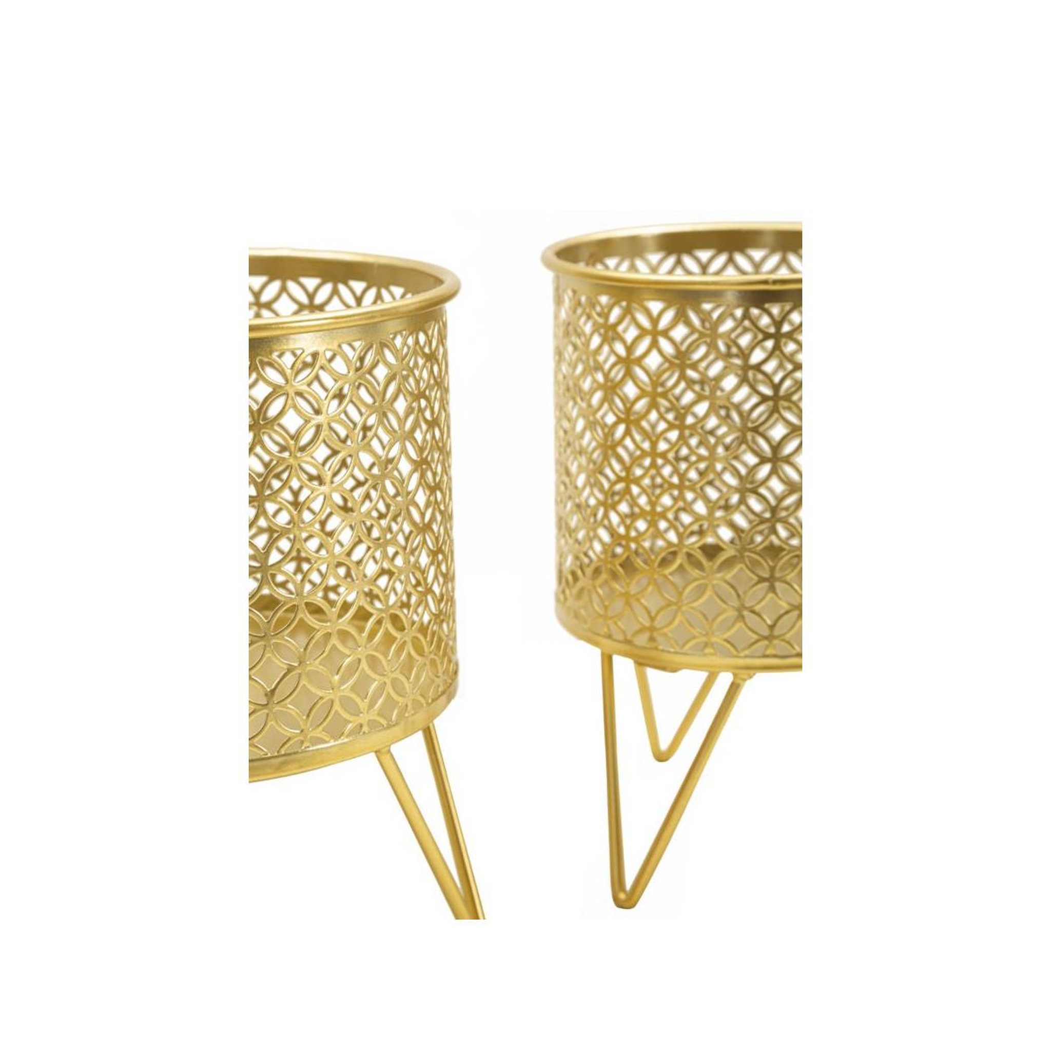 Voir la diapositive 3 : Paris Prix Lot de 2 cache-pots design  ceci  20cm or