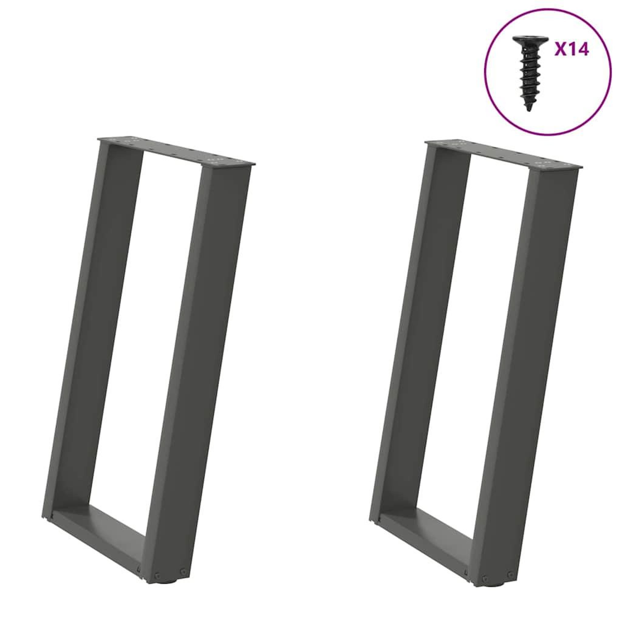 VIDAXL Pieds de table a manger forme de U 2 pcs 60x(72-73) cm acier