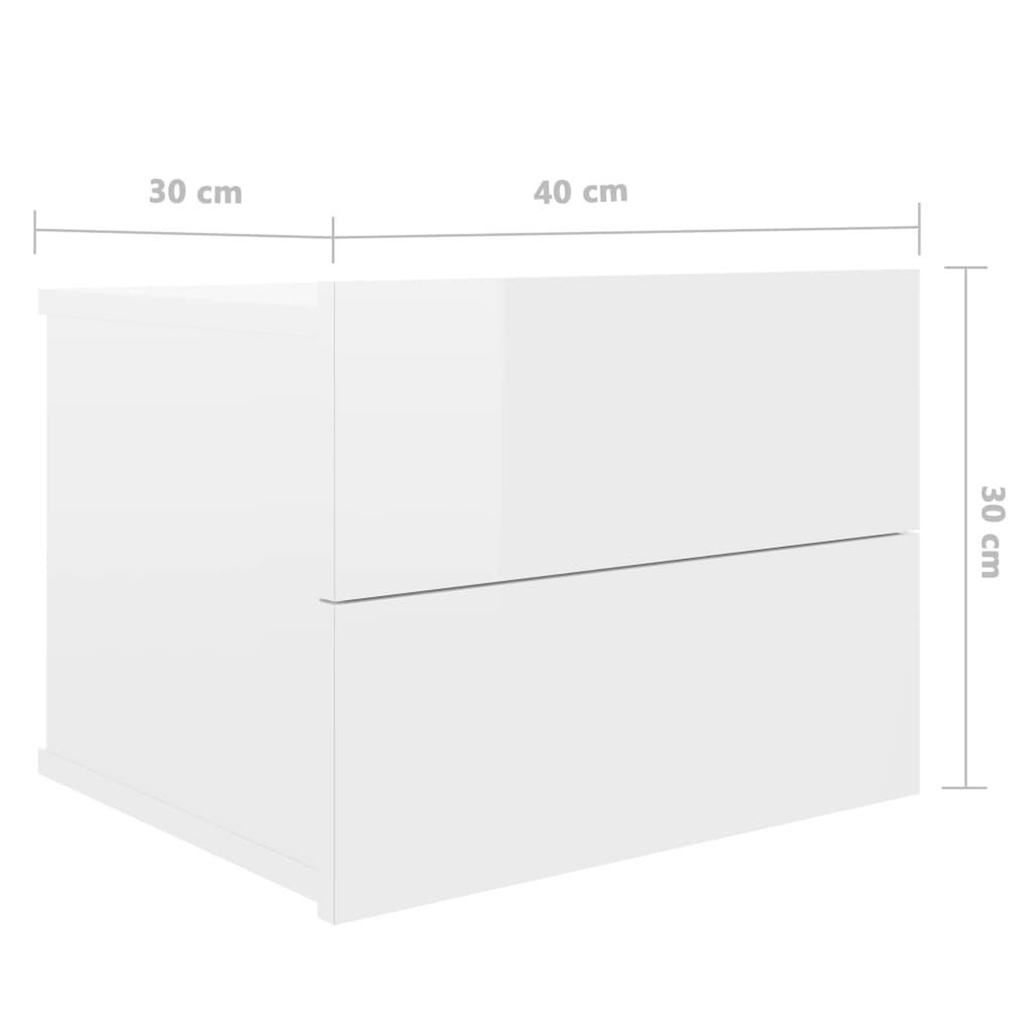 Voir la diapositive 6 : VIDAXL Tables de chevet 2pcs Blanc brillant 40x30x30cm Bois ingenierie