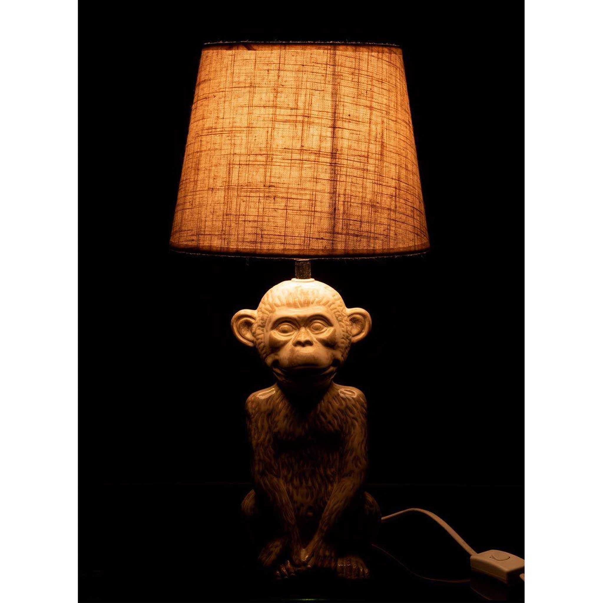 Voir la diapositive 3 : J-LINE Lampe à poser design  singe ciment  46cm beige