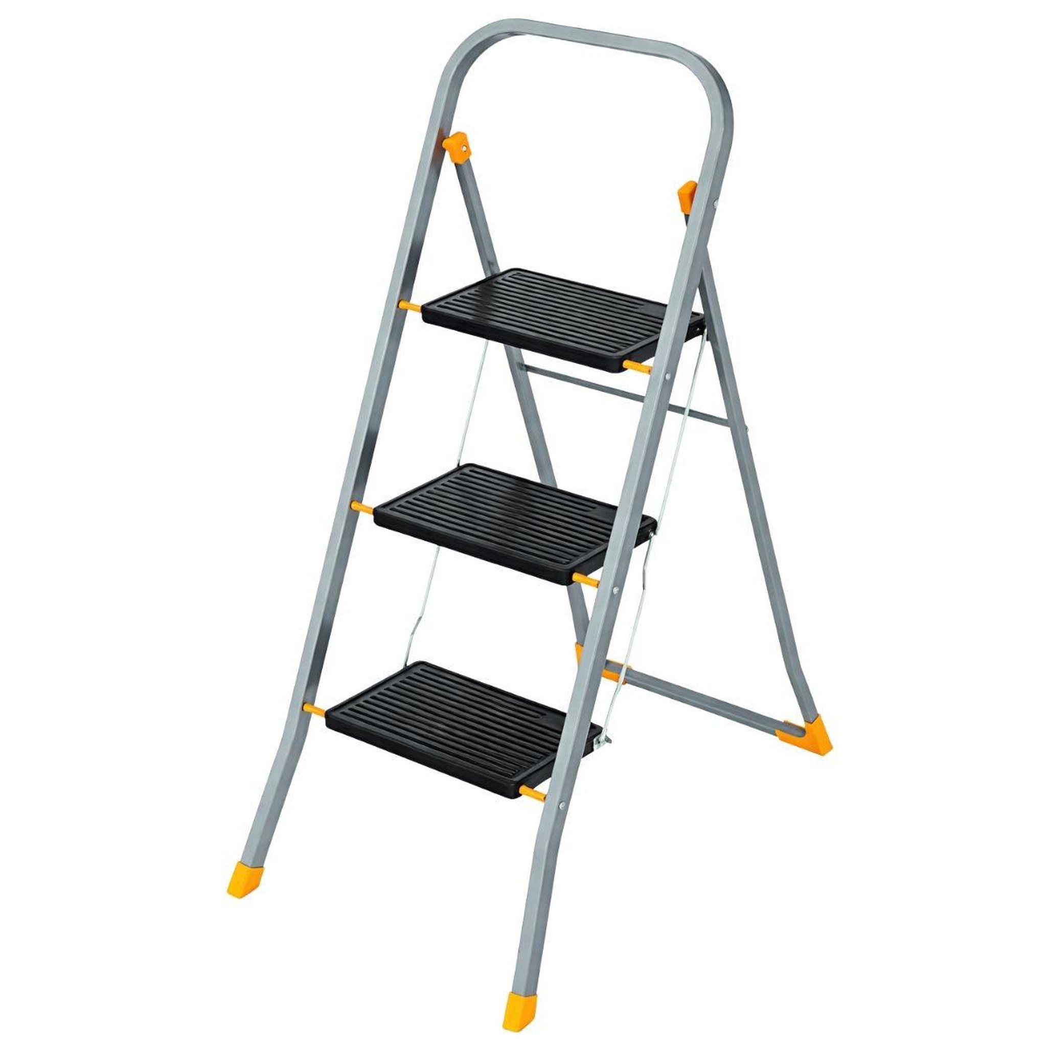 INTEC Escabeau 3 marches pliable charge 150kg marche pied anti-dérapant bricolage maison chantier intec
