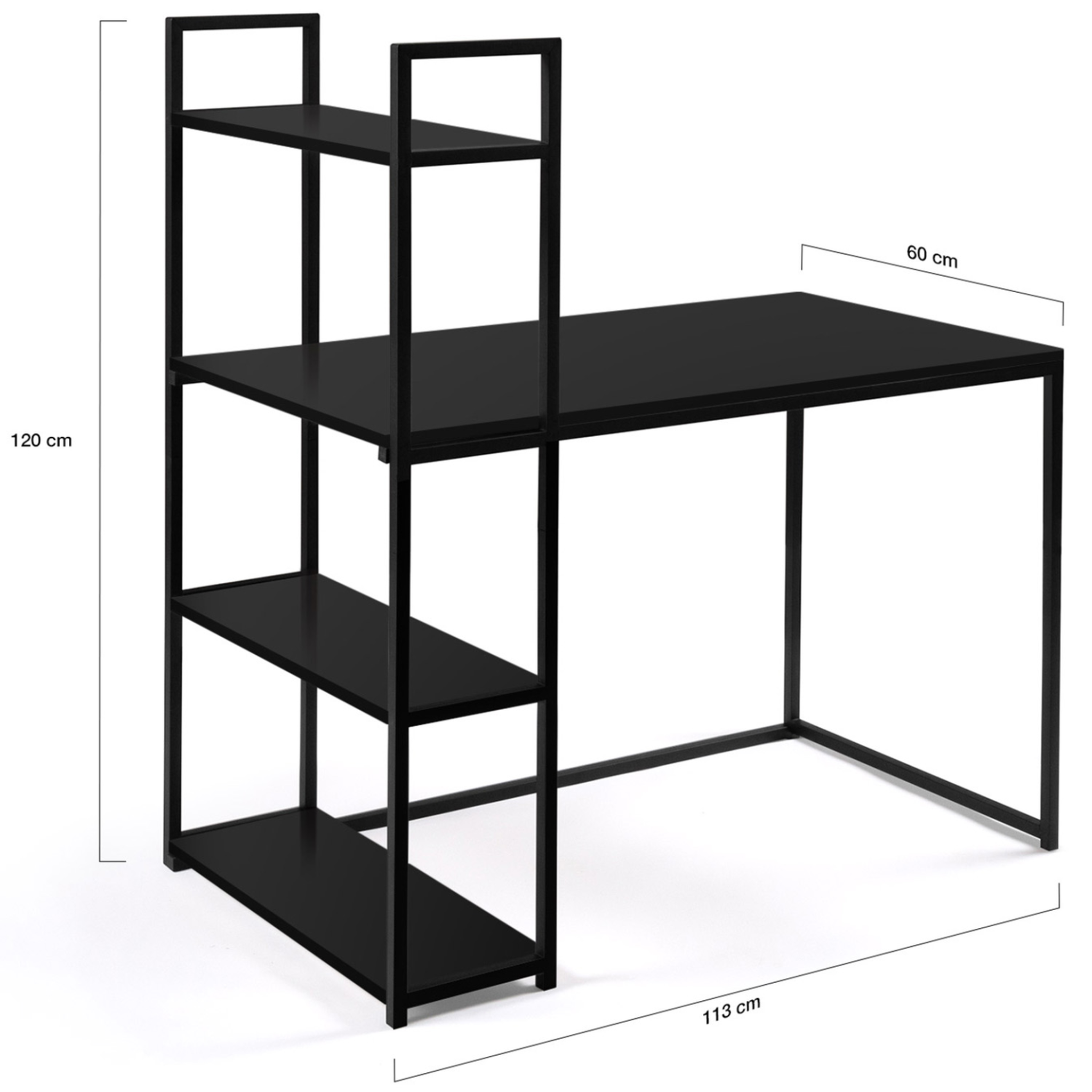 Voir la diapositive 4 : ID MARKET Bureau bibliothèque delson noir design industriel