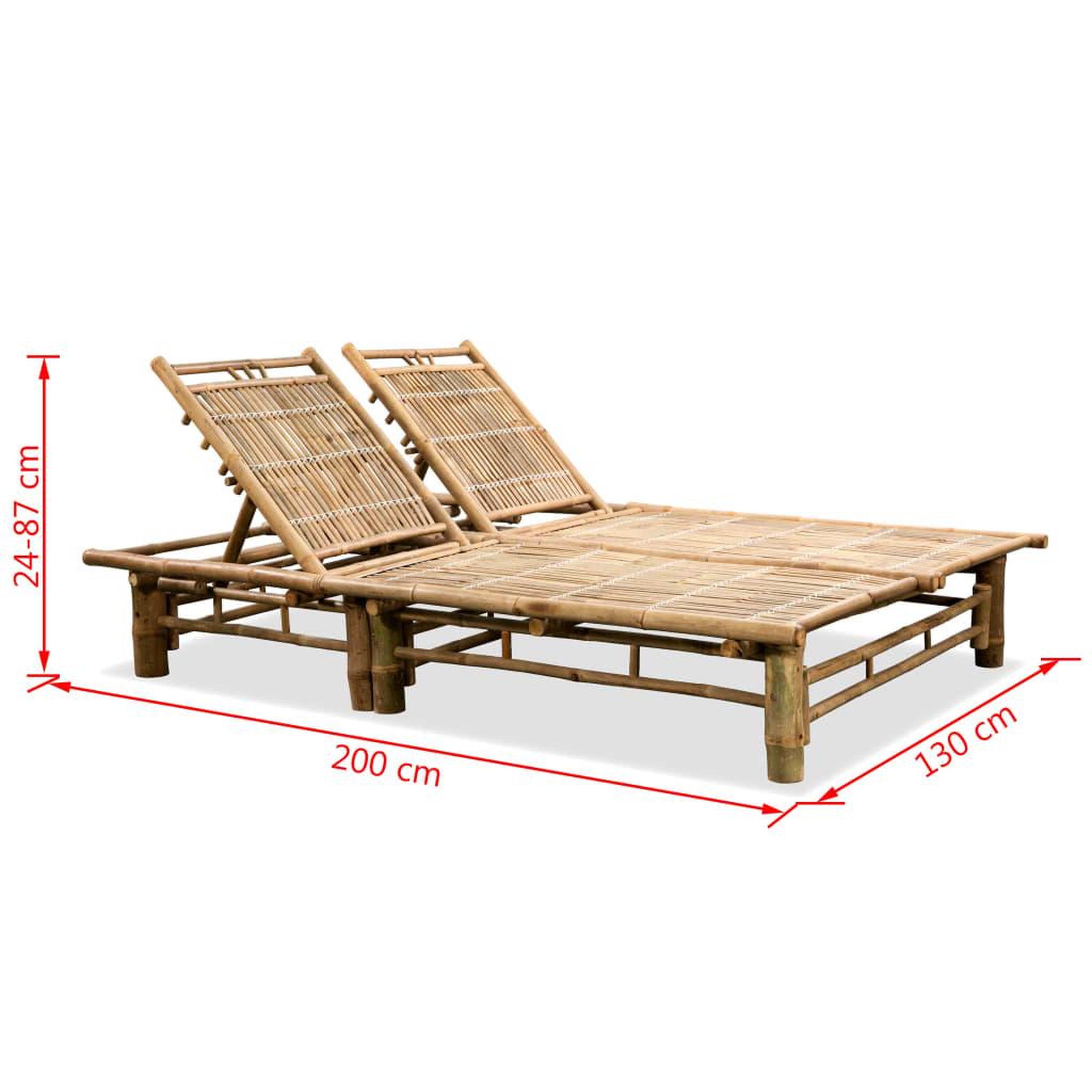Voir la diapositive 6 : VIDAXL Chaise longue pour 2 personnes bambou