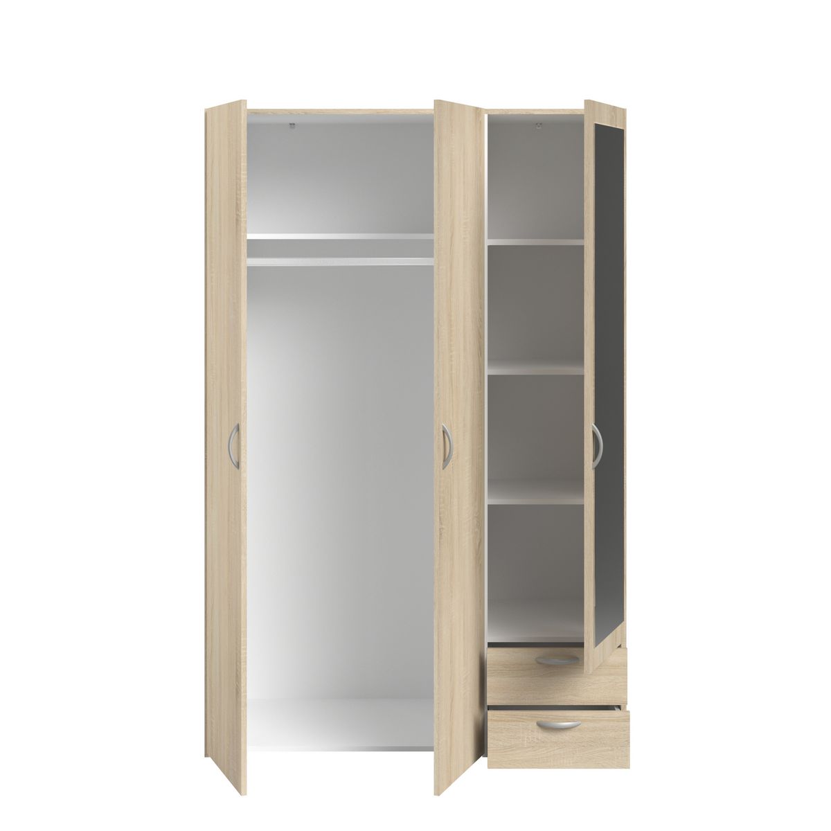 Armoire 3 portes 2 tiroirs 1 miroir L120cm DAISY