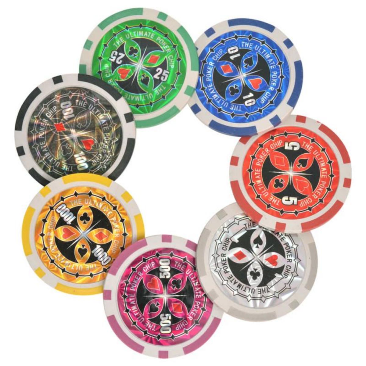 VIDAXL Jeu de Poker Blackjack mixte avec 600 jetons Laser Aluminium