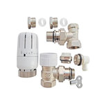 CENTRALE BRICO Kit thermostatique T301 équerre universel complet D14 en laiton blanc