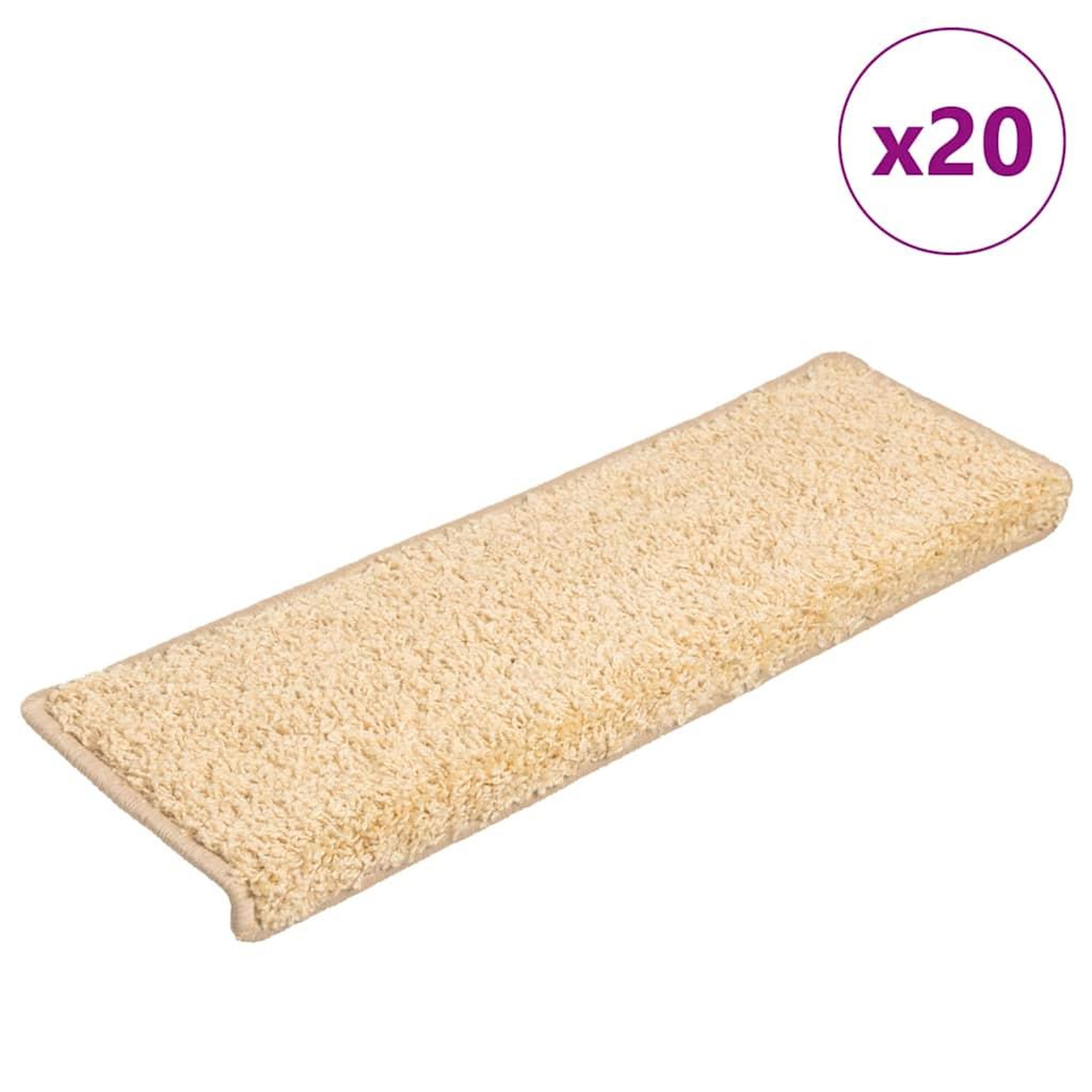 VIDAXL Tapis d'escalier 20 pcs 65x21x4 cm creme