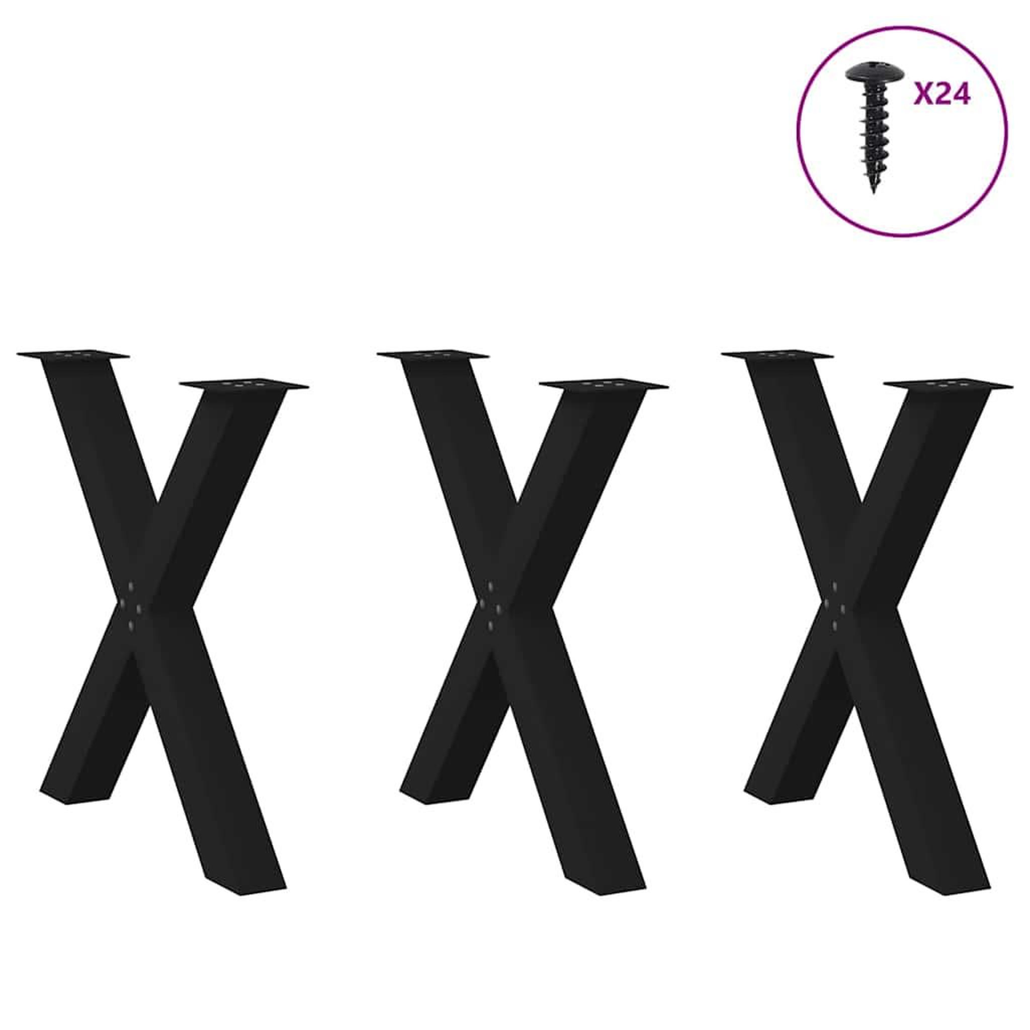 Voir la diapositive 3 : VIDAXL Pieds de table a manger forme de X 3 pcs noir 70x(72-73) cm