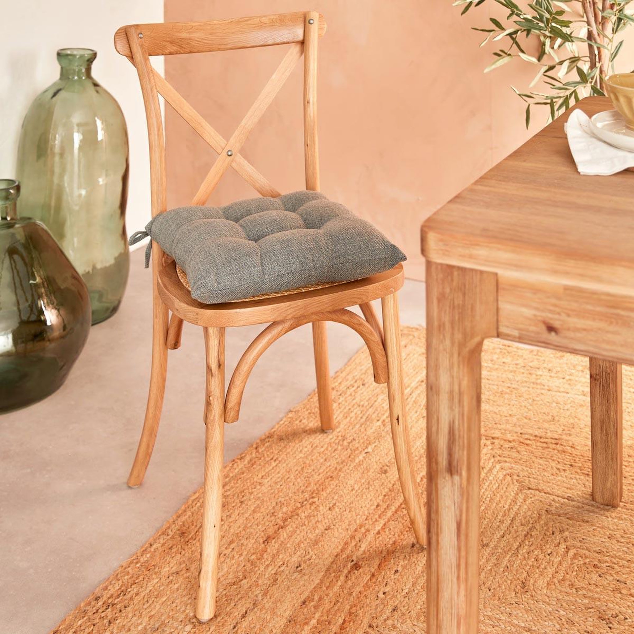 Voir la diapositive 3 : ATMOSPHERA Galette de chaise  clem  38x38cm vert tilleul