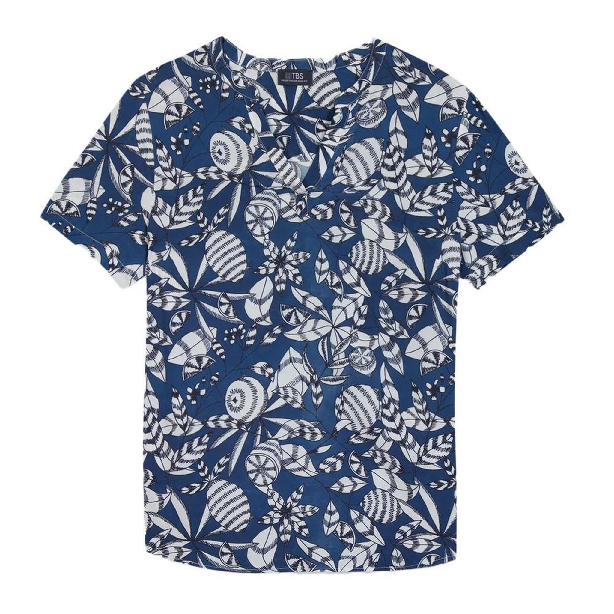 TBS Blouse  à Fleurs Femme TBS JANIEMIS. Coloris disponibles : Bleu