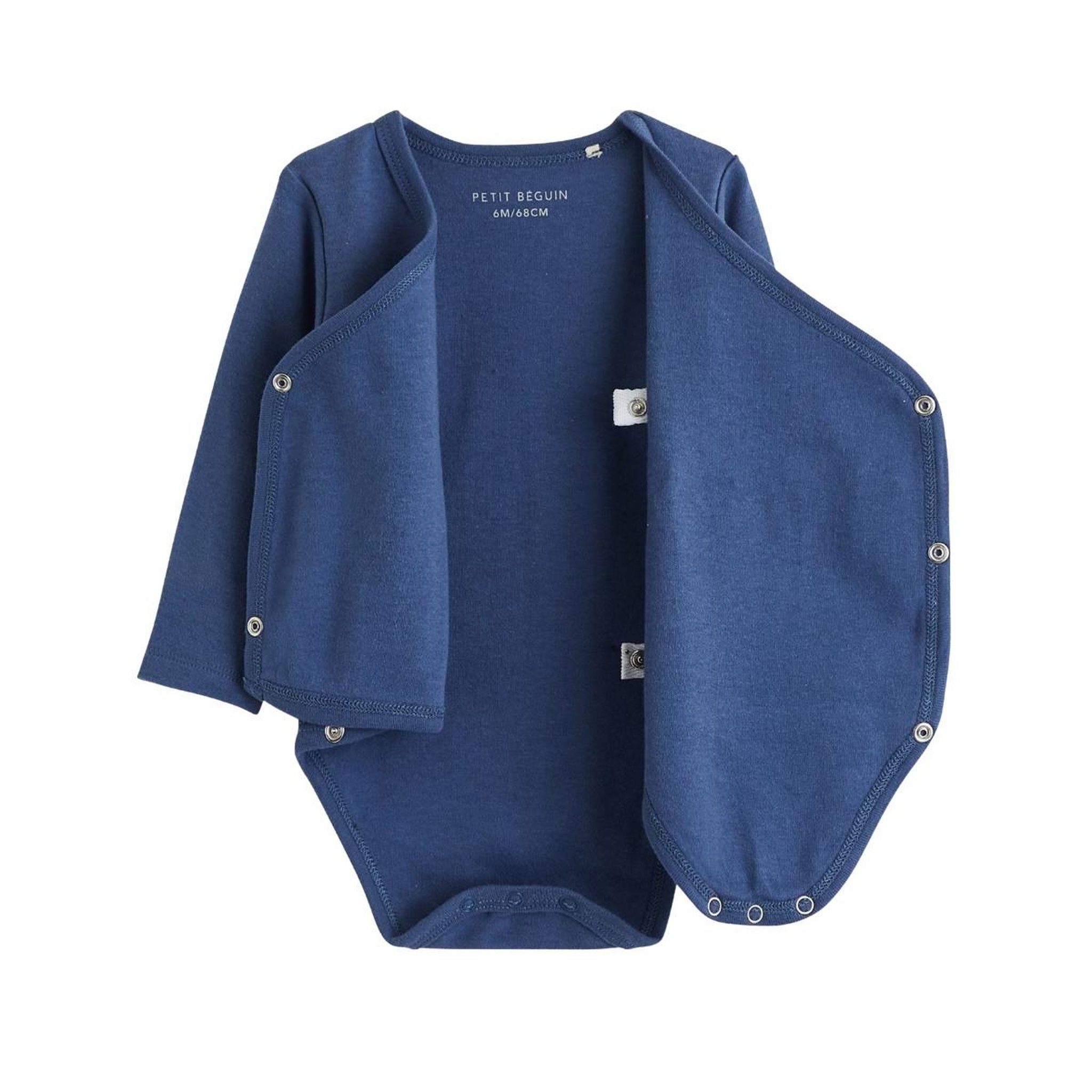 Voir la diapositive 2 : Petit Béguin Lot de 2 bodies bébé manches longues ouverture croisée emile