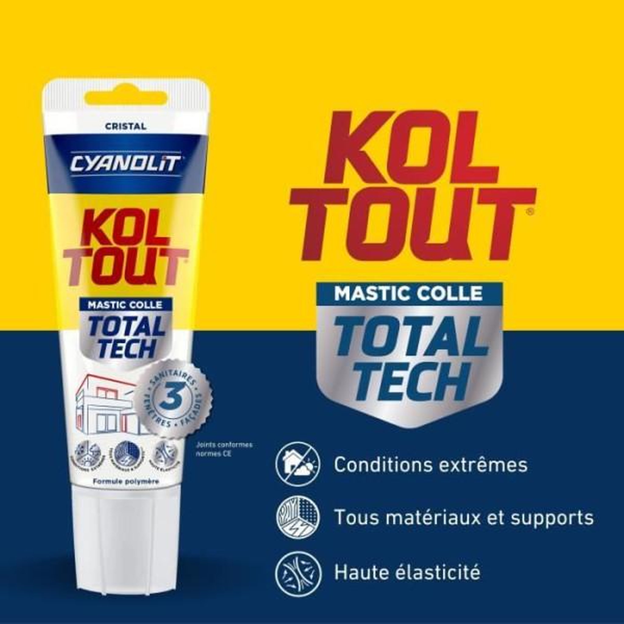 Voir la diapositive 3 : CYANOLIT Colle de fixation et d'étanchéité - CYANOLIT - Total tech - Cristal - Tube 125 ml - Transparent - Polyvalente et flexible
