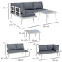 Voir la diapositive 3 : OUTSUNNY Ensemble salon de jardin modulable 4 personnes 3 pièces design métal crème coussins gris