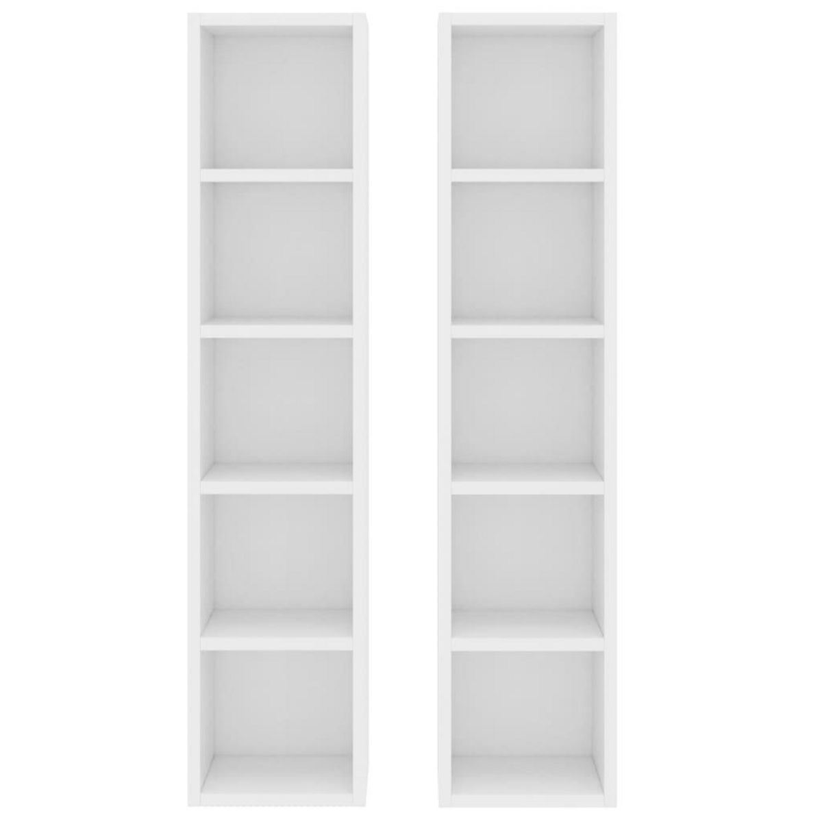 VIDAXL Armoires a CD 2 pcs Blanc 21x16x93,5 cm Bois d'ingenierie