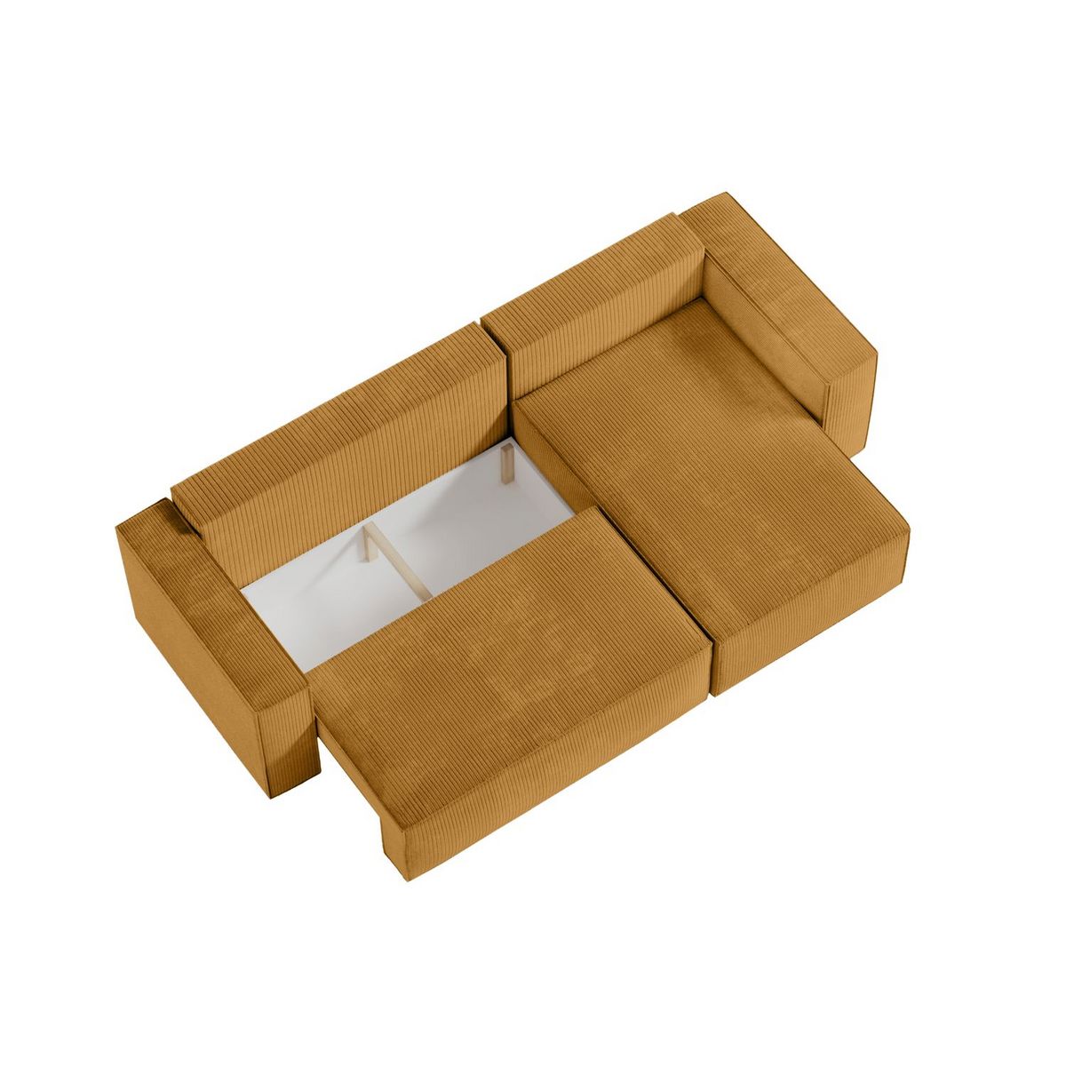 Canapé d'angle convertible réversible 3 places + 1  pouf velours côtelé  DAPHNE