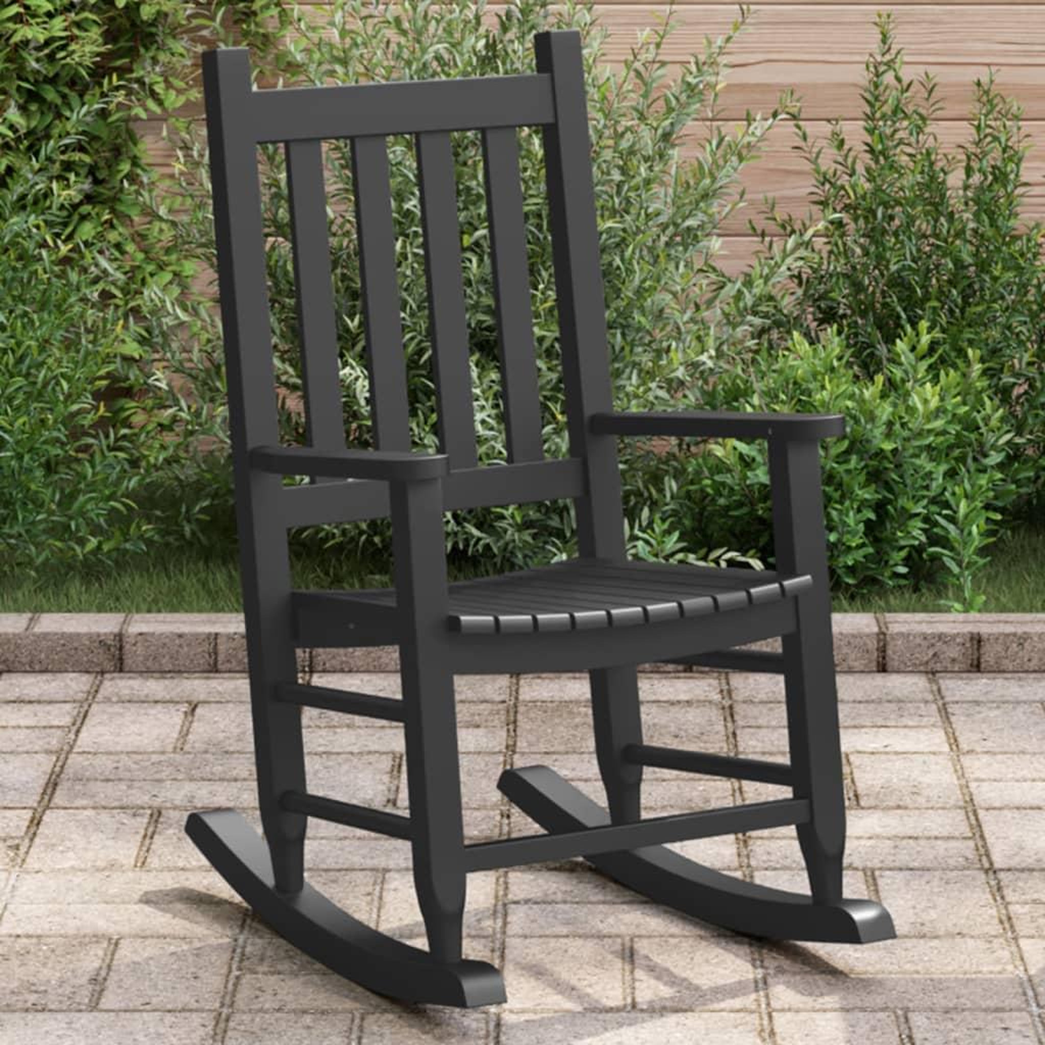 VIDAXL Chaise a bascule enfants noir bois de peuplier massif