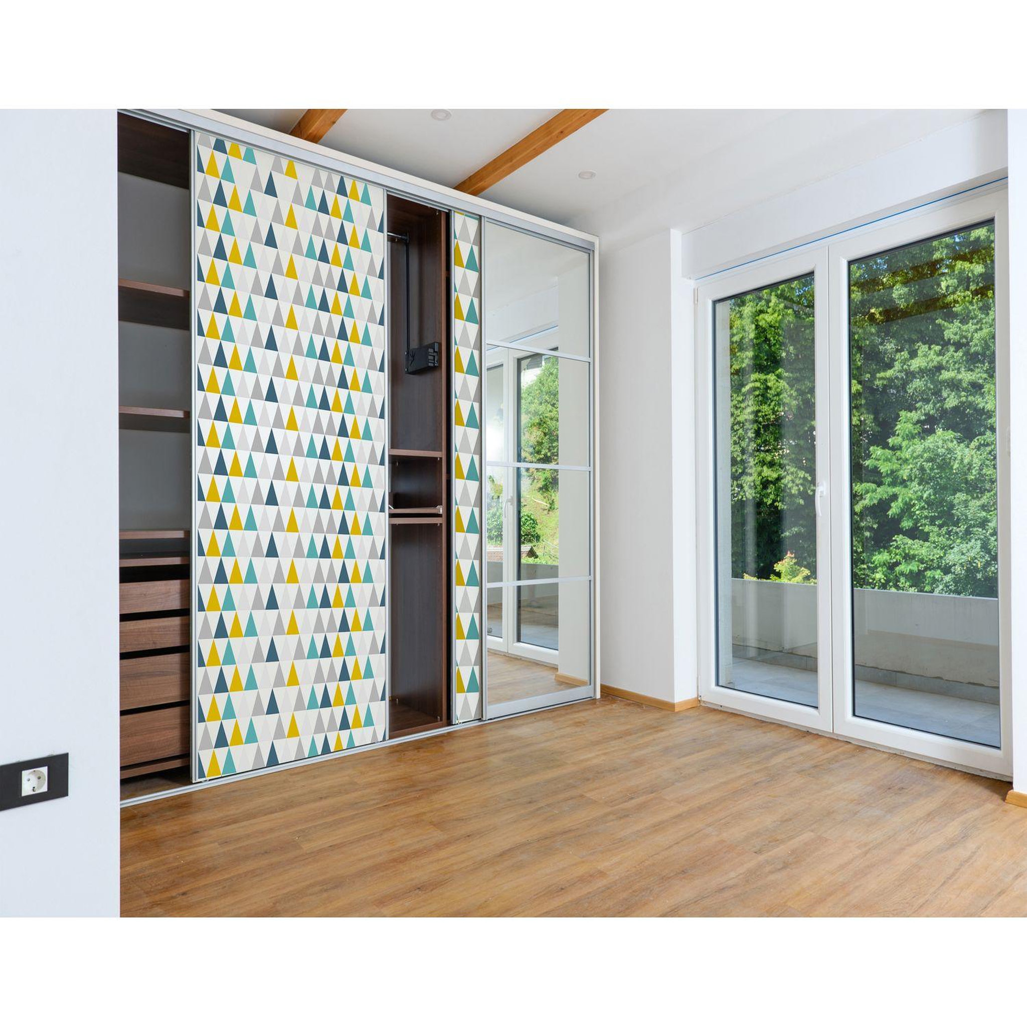 HABITABLE Sticker pour porte de dressing home - l. 250 x l. 67,5 cm - blanc multicolore