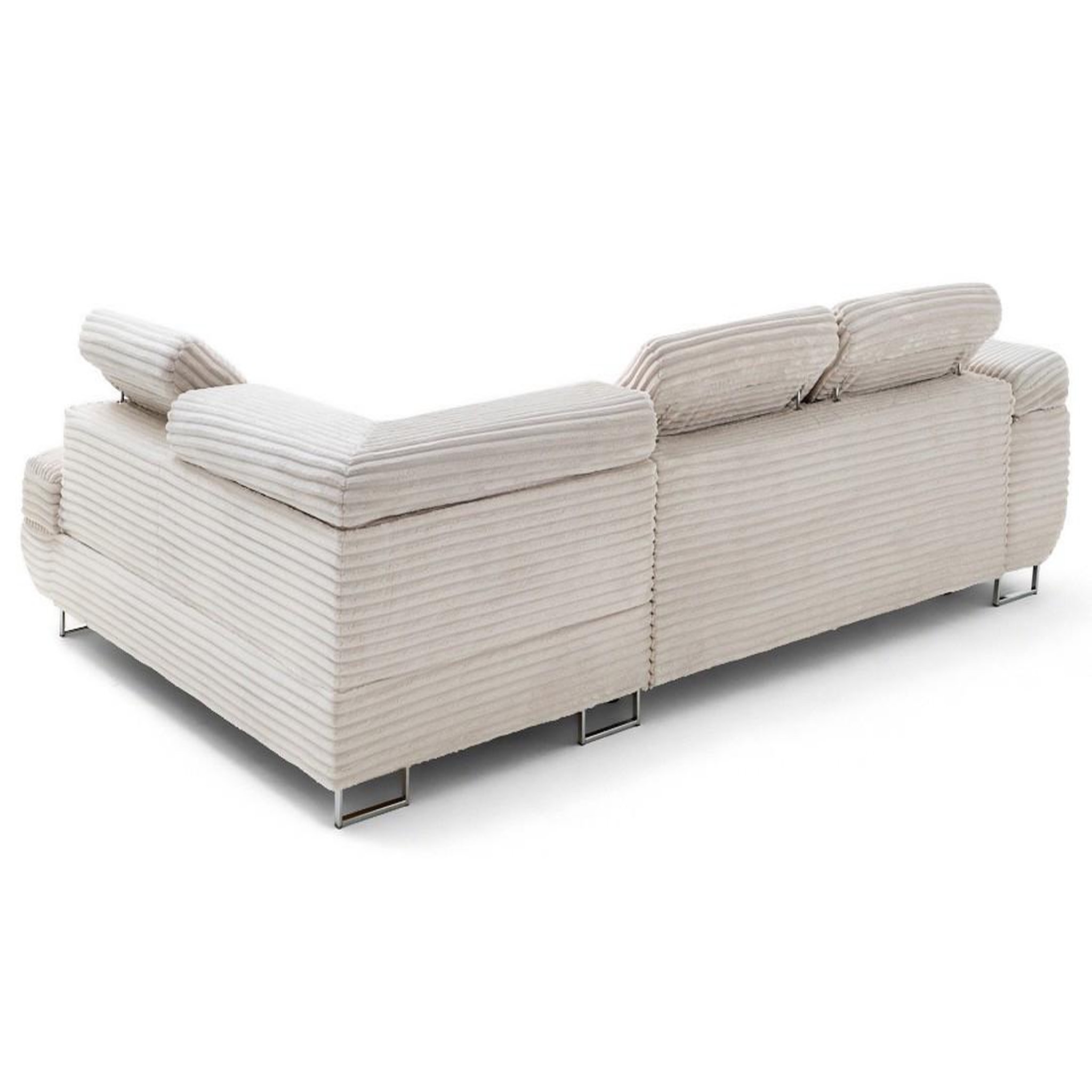 Voir la diapositive 4 : LISA DESIGN Zaria - canapé d'angle droit 5 places convertible avec coffre et têtières en velours côtelé grosses côtes