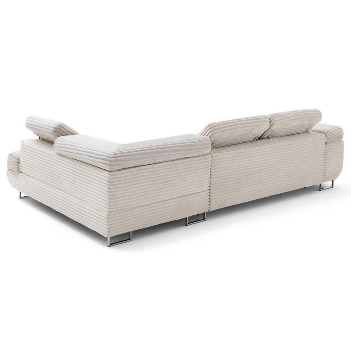 LISA DESIGN Zaria - canapé d'angle droit 5 places convertible avec coffre et têtières en velours côtelé grosses côtes