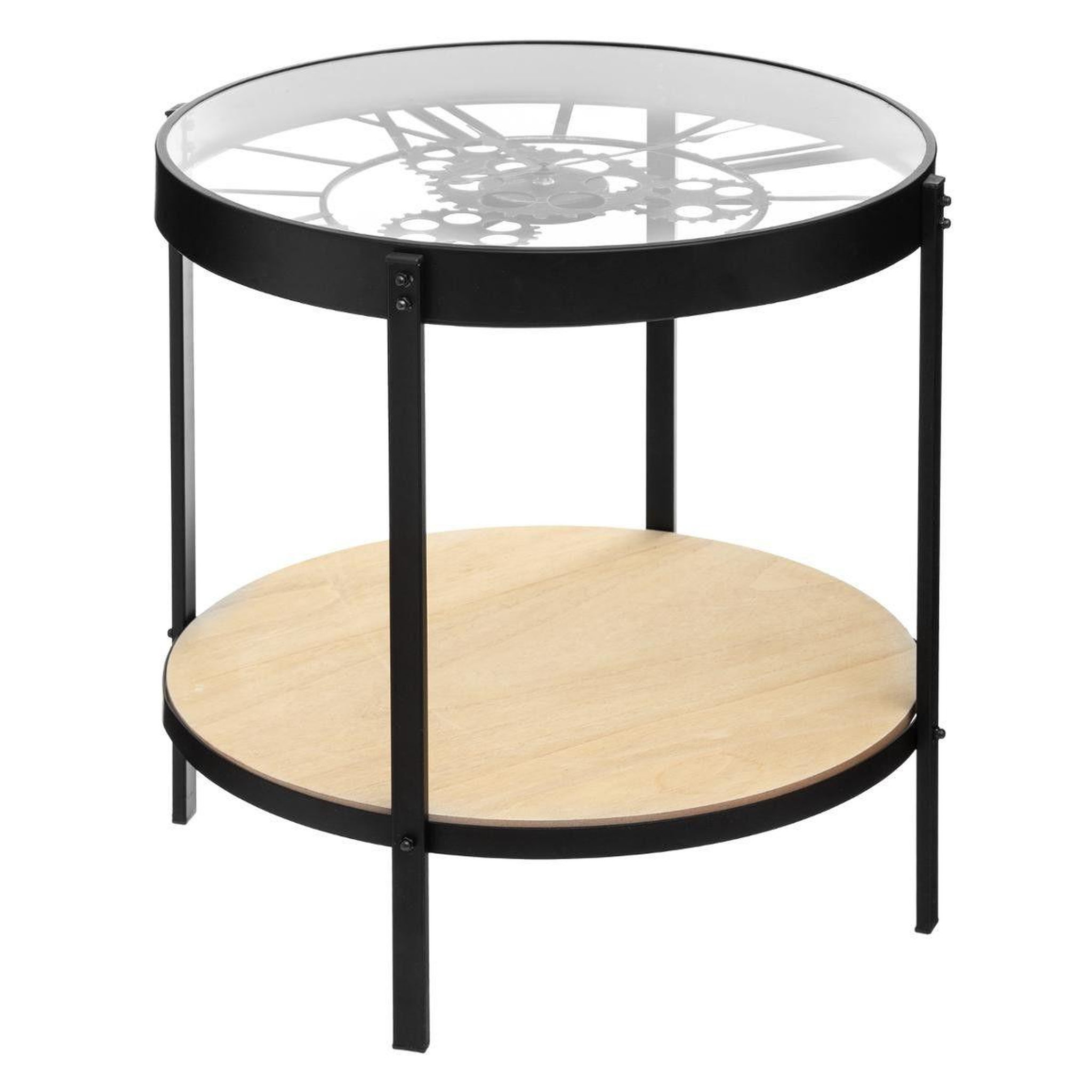ATMOSPHERA Table à café en verre  pendule  50cm noir