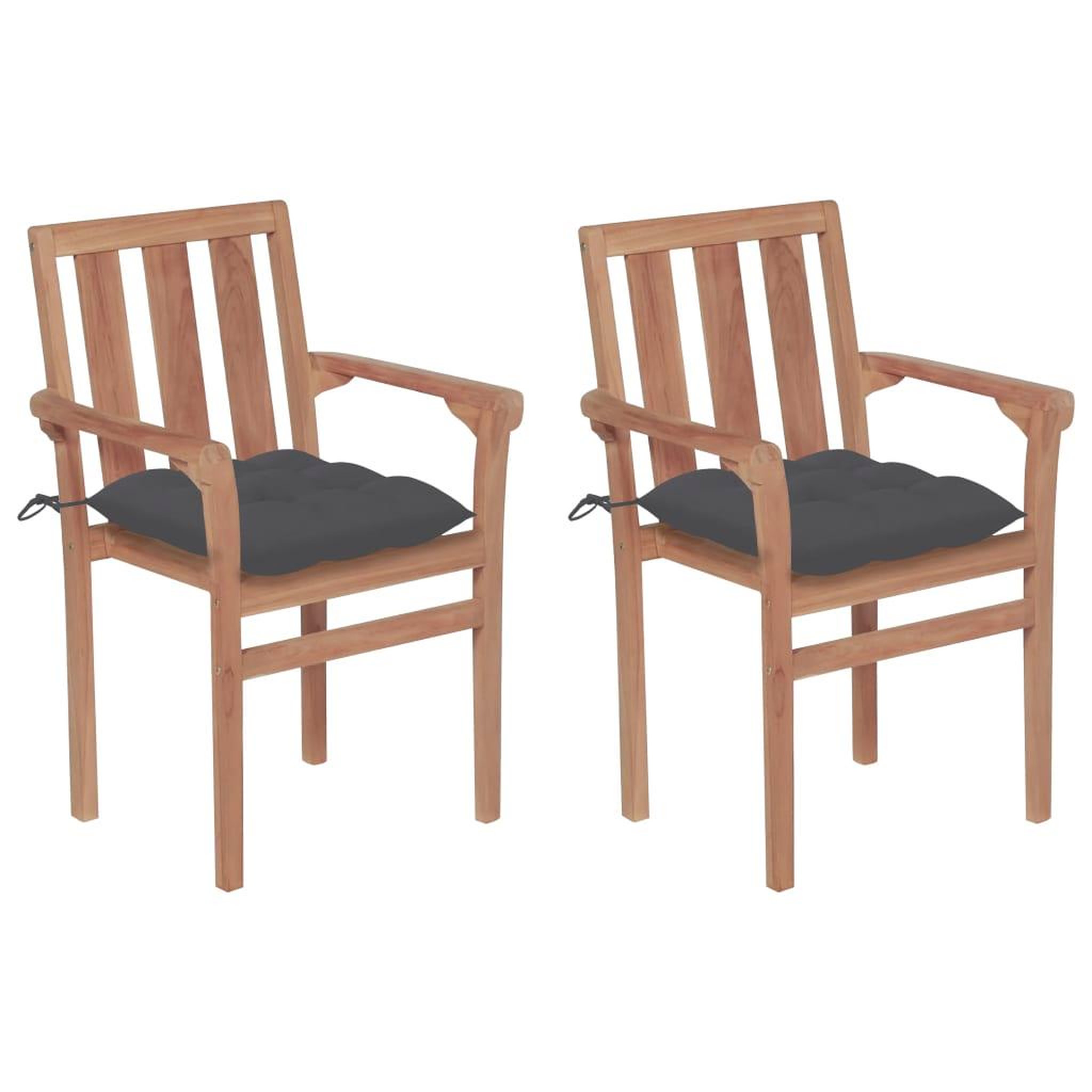 Voir la diapositive 1 : VIDAXL Chaises de jardin lot de 2 et coussins anthracite Bois de teck