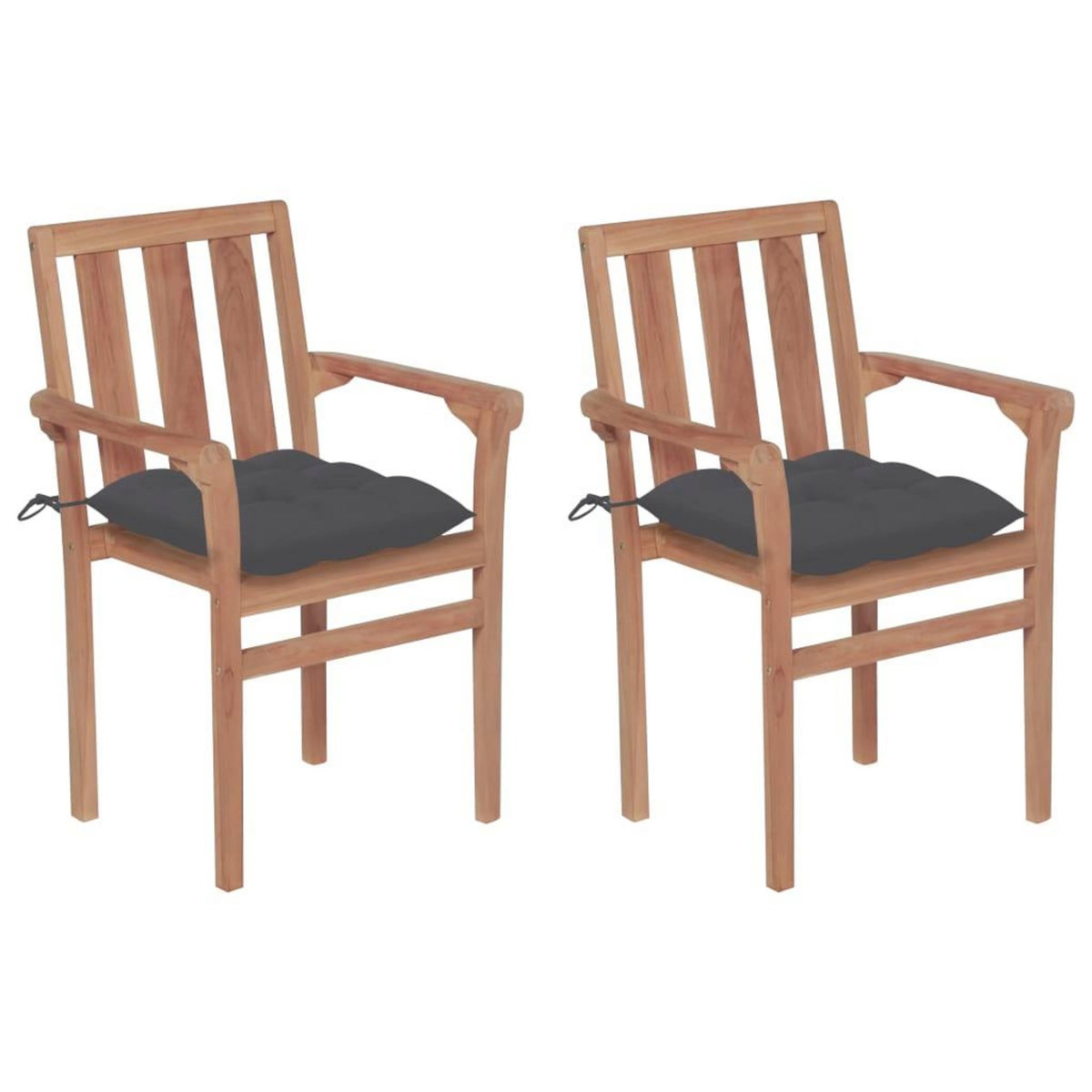 VIDAXL Chaises de jardin lot de 2 et coussins anthracite Bois de teck